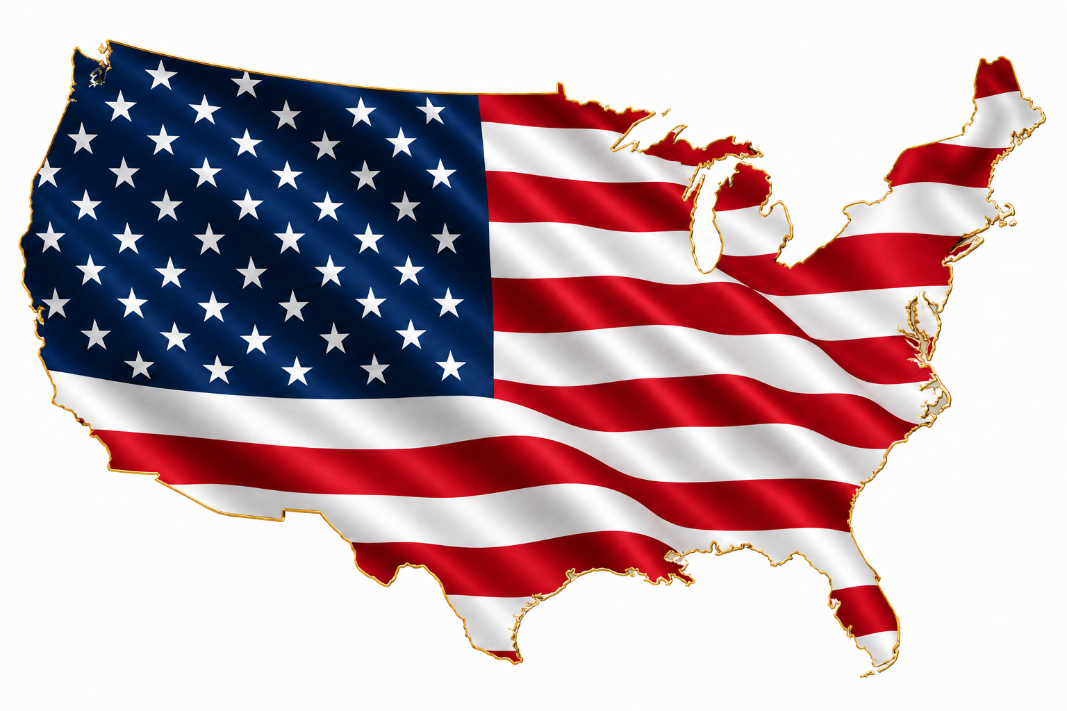 Amerikan bayrağı motifleriyle Amerika Birleşik Devletleri haritası